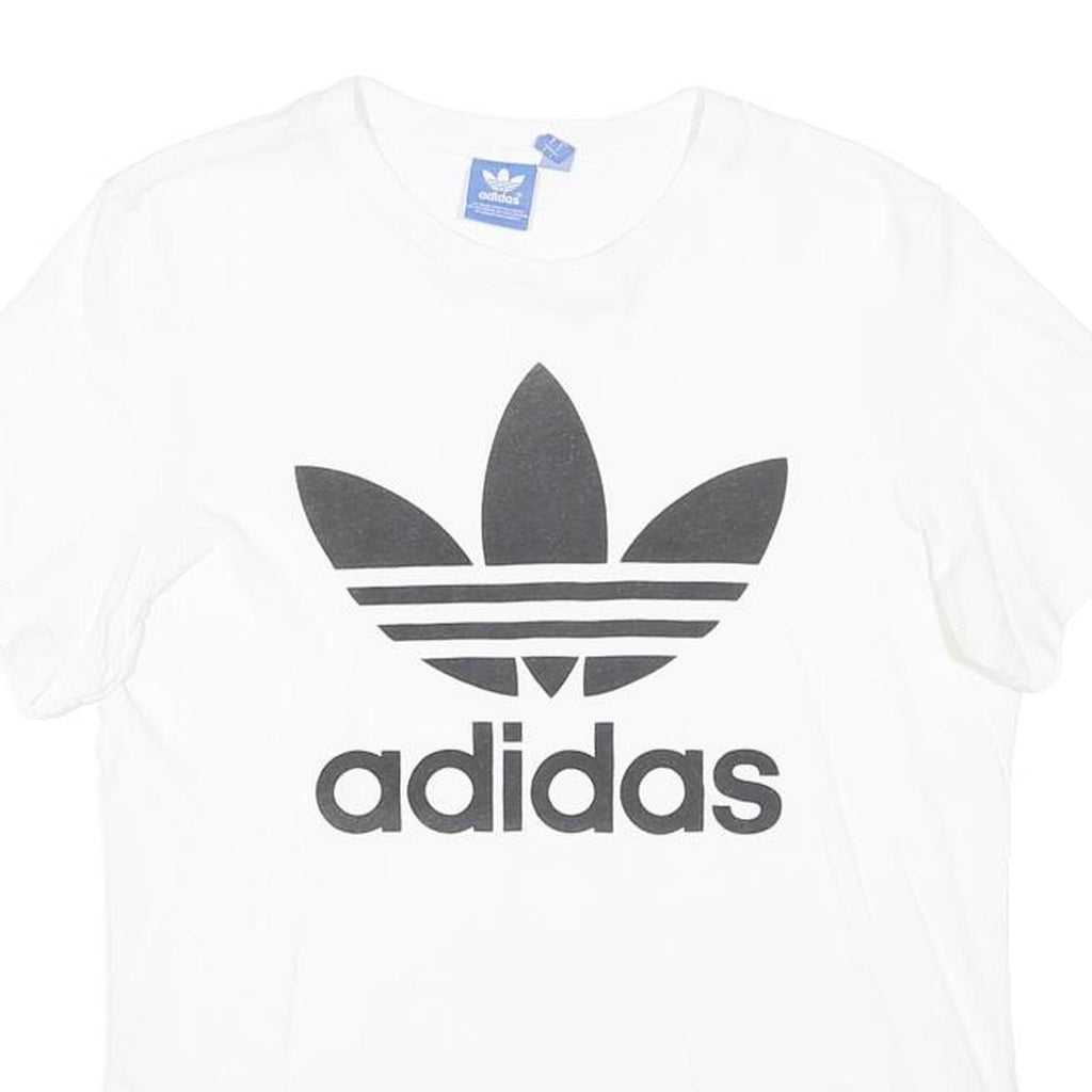 ADIDAS ORIGINALS Mens White Classic Logo Graphic T-Shirt S Short Sleeve Crew