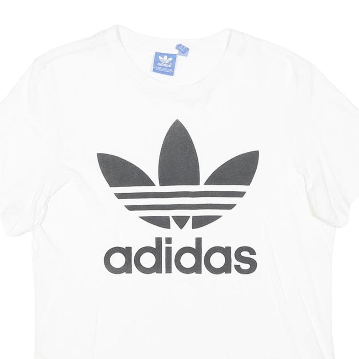 ADIDAS ORIGINALS Mens White Classic Logo Graphic T-Shirt S Short Sleeve Crew