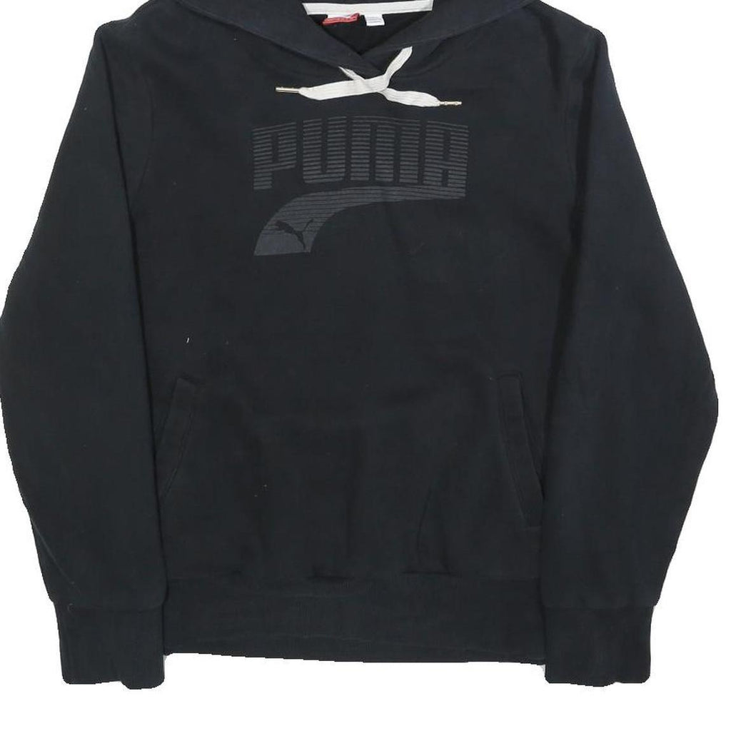 PUMA Womens Black Hoodie UK 14 Cotton Blend Pullover Hooded Sweatshirt