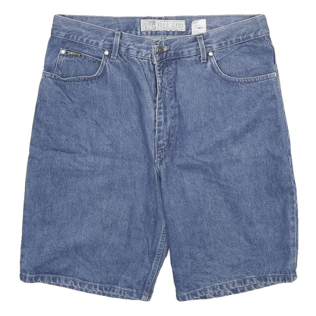 GLOBE TROTTER Mens Shorts Blue Casual Denim XL W34 Lightweight Cotton Blend