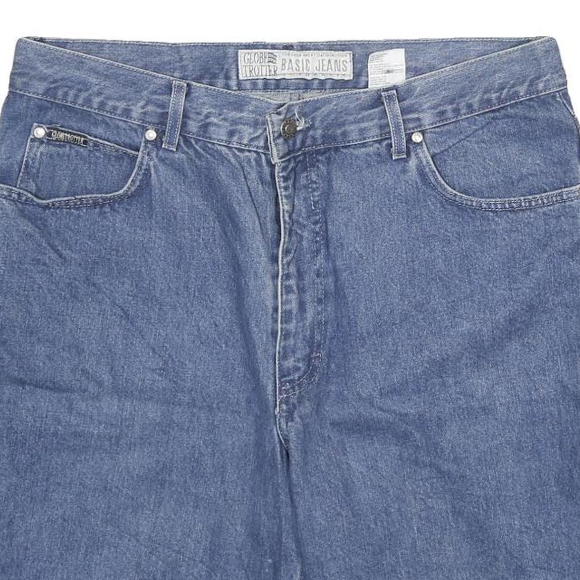 GLOBE TROTTER Mens Shorts Blue Casual Denim XL W34 Lightweight Cotton Blend