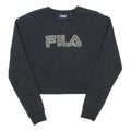 FILA Womens Black Crop Sweatshirt S Cotton Blend Crew Neck Long Sleeve