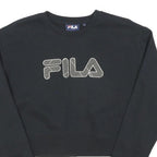 FILA Womens Black Crop Sweatshirt S Cotton Blend Crew Neck Long Sleeve