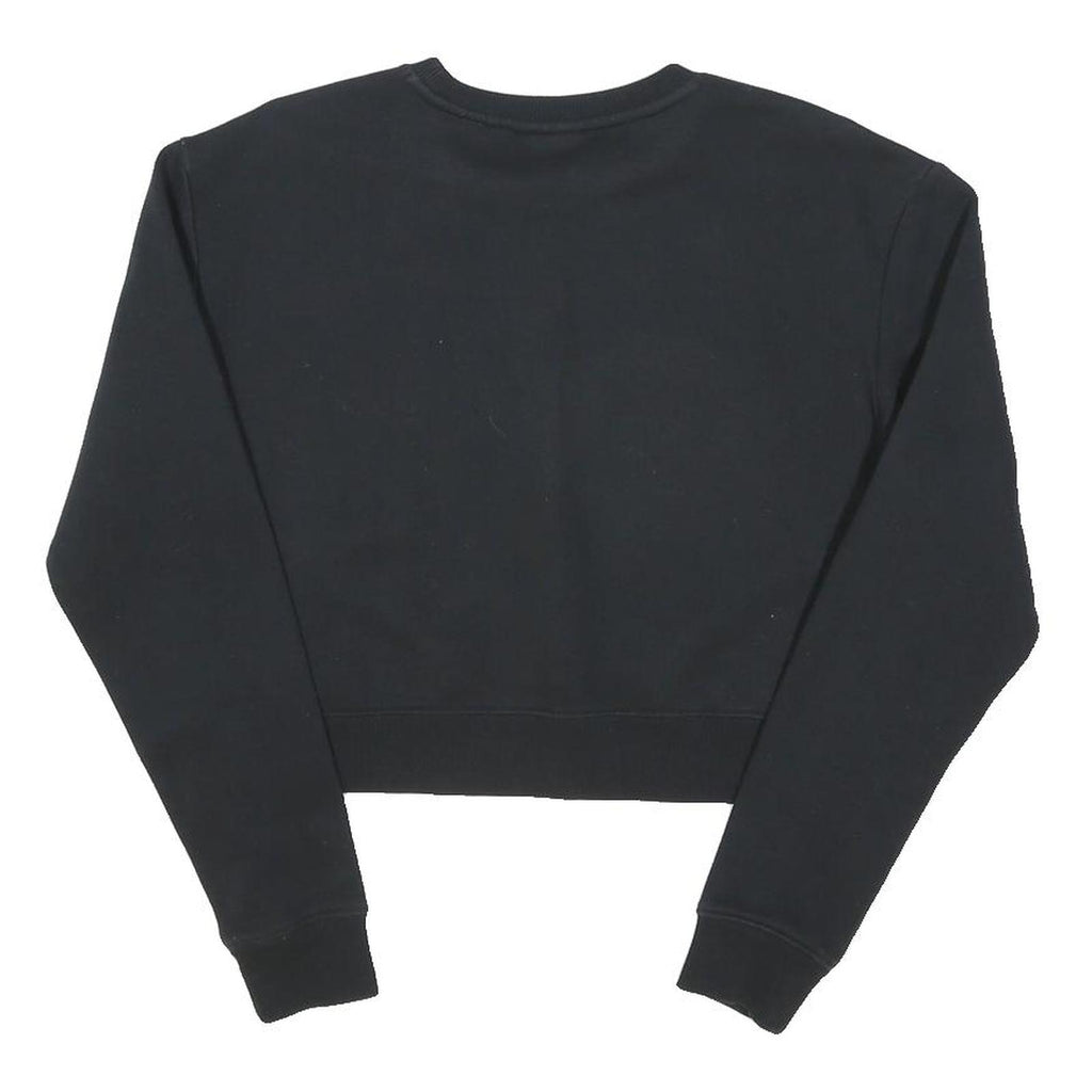 FILA Womens Black Crop Sweatshirt S Cotton Blend Crew Neck Long Sleeve