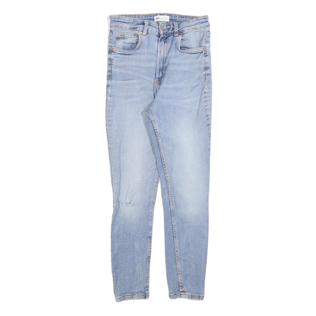ZARA Womens Slim Light Blue Denim Jeans Cotton Blend Zip W26 L26 Casual