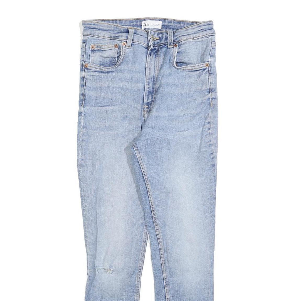 ZARA Womens Slim Light Blue Denim Jeans Cotton Blend Zip W26 L26 Casual