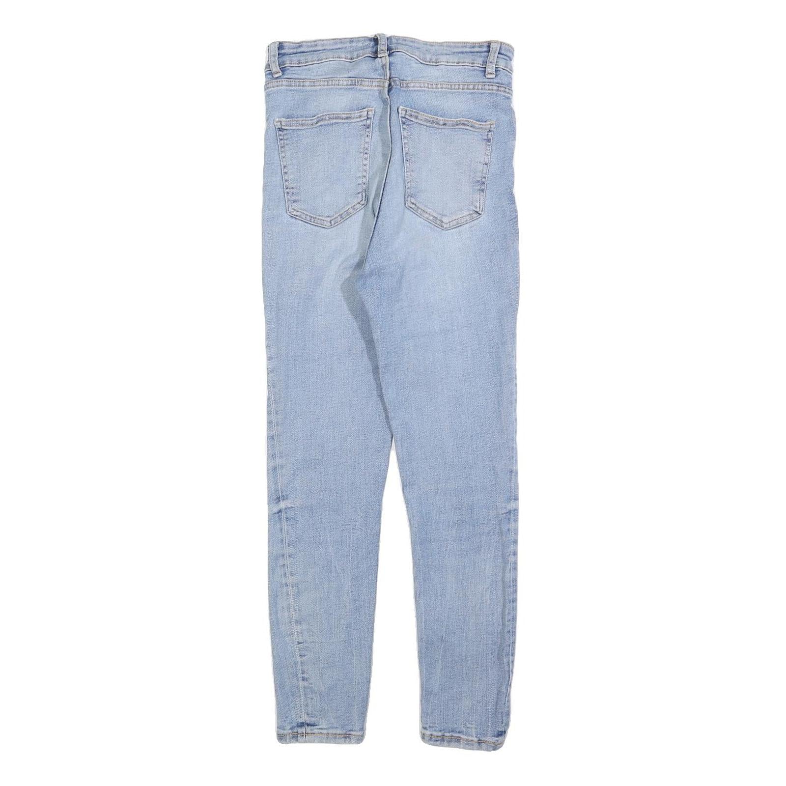 ZARA Womens Slim Light Blue Denim Jeans Cotton Blend Zip W26 L26 Casual