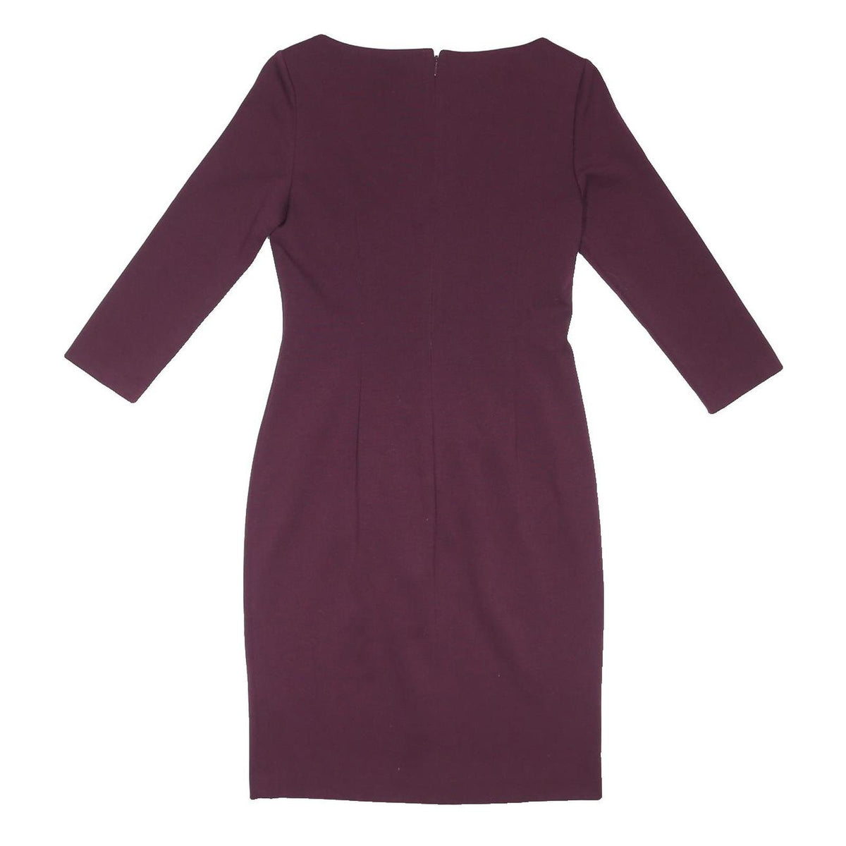 DKNY Womens Maroon Fit & Flare Polyester Blend Plain Long Sleeve Knee Length UK