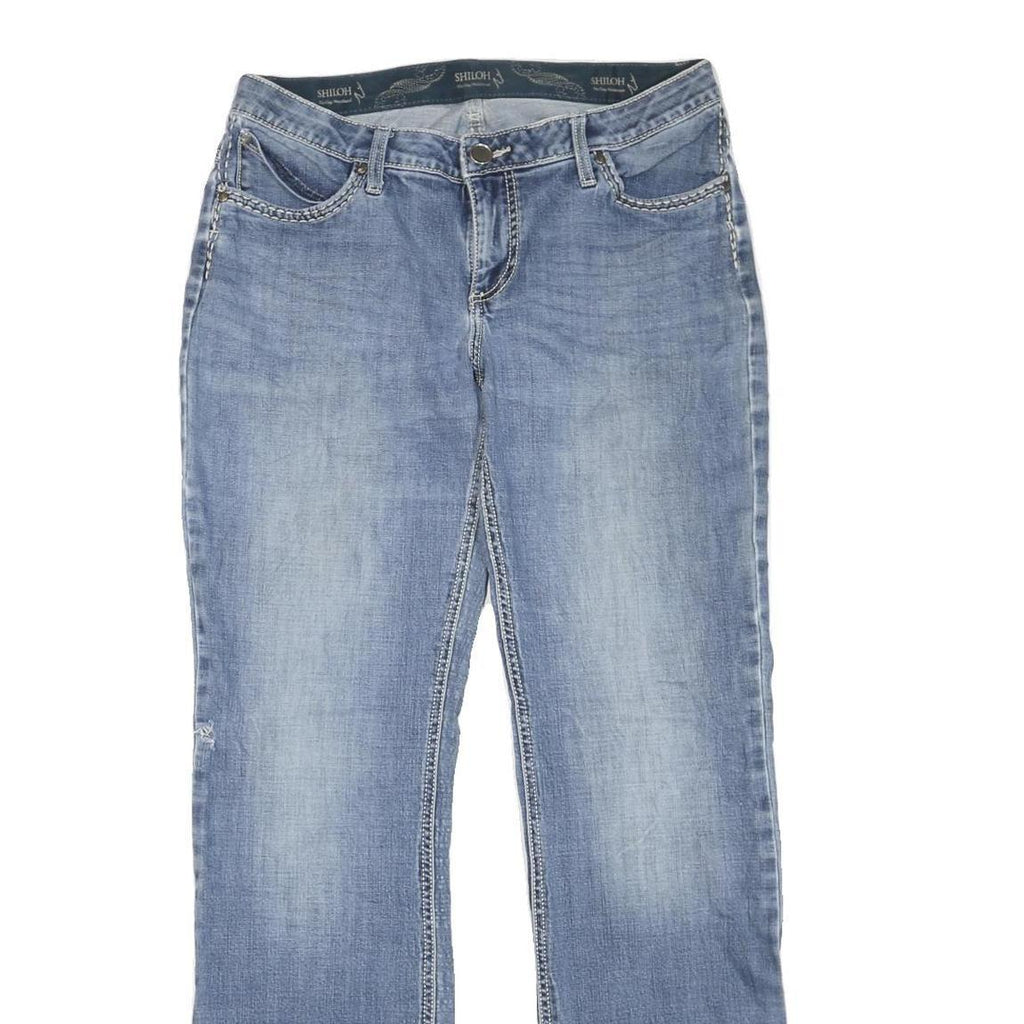 SHILOH Womens Regular Fit Straight Blue Denim Light W34 L33 Zip Jeans