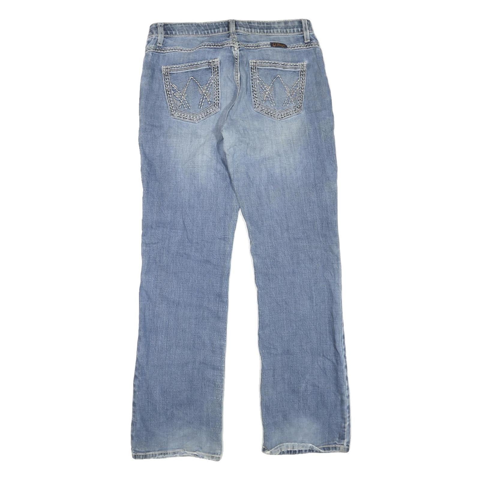 SHILOH Womens Regular Fit Straight Blue Denim Light W34 L33 Zip Jeans