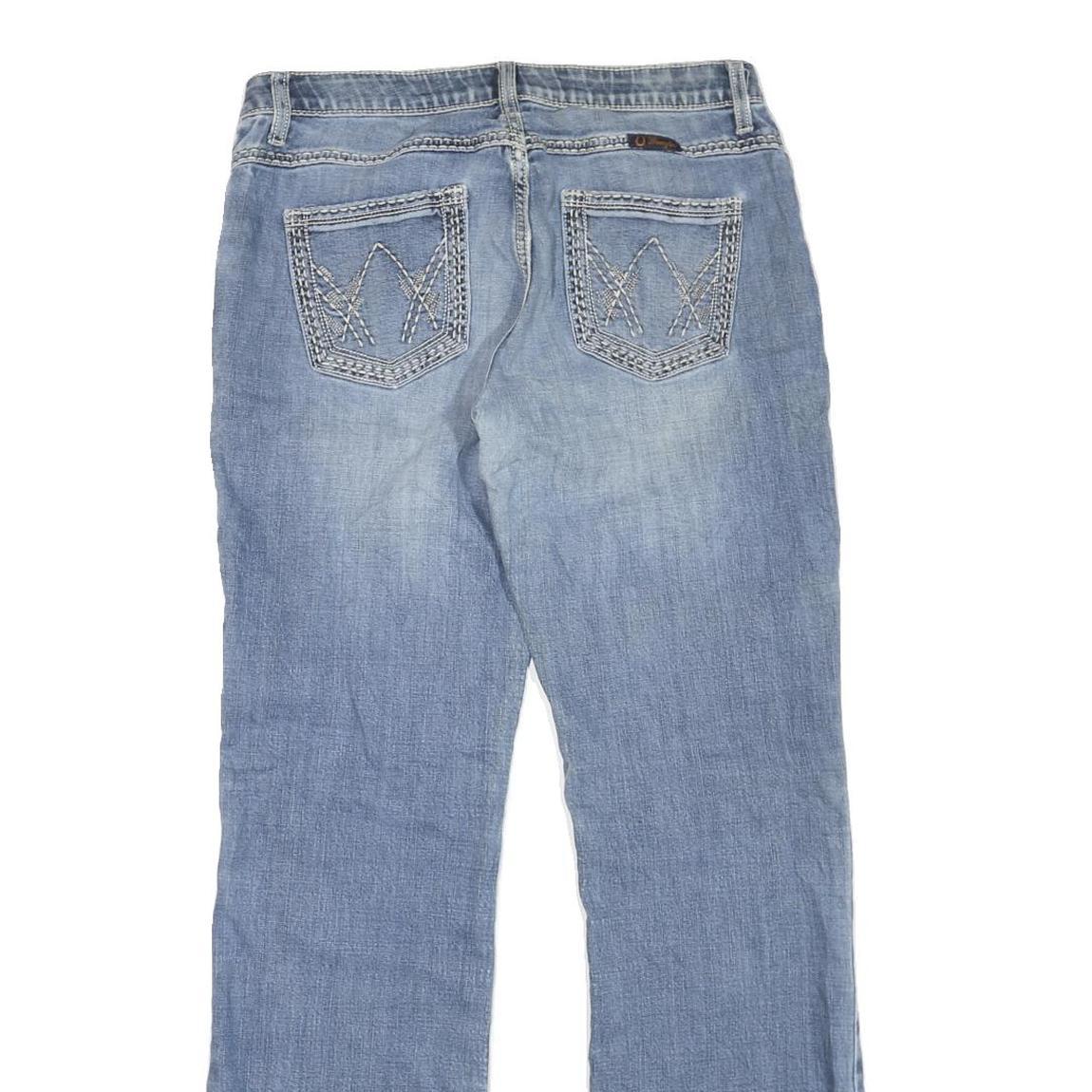 SHILOH Womens Regular Fit Straight Blue Denim Light W34 L33 Zip Jeans