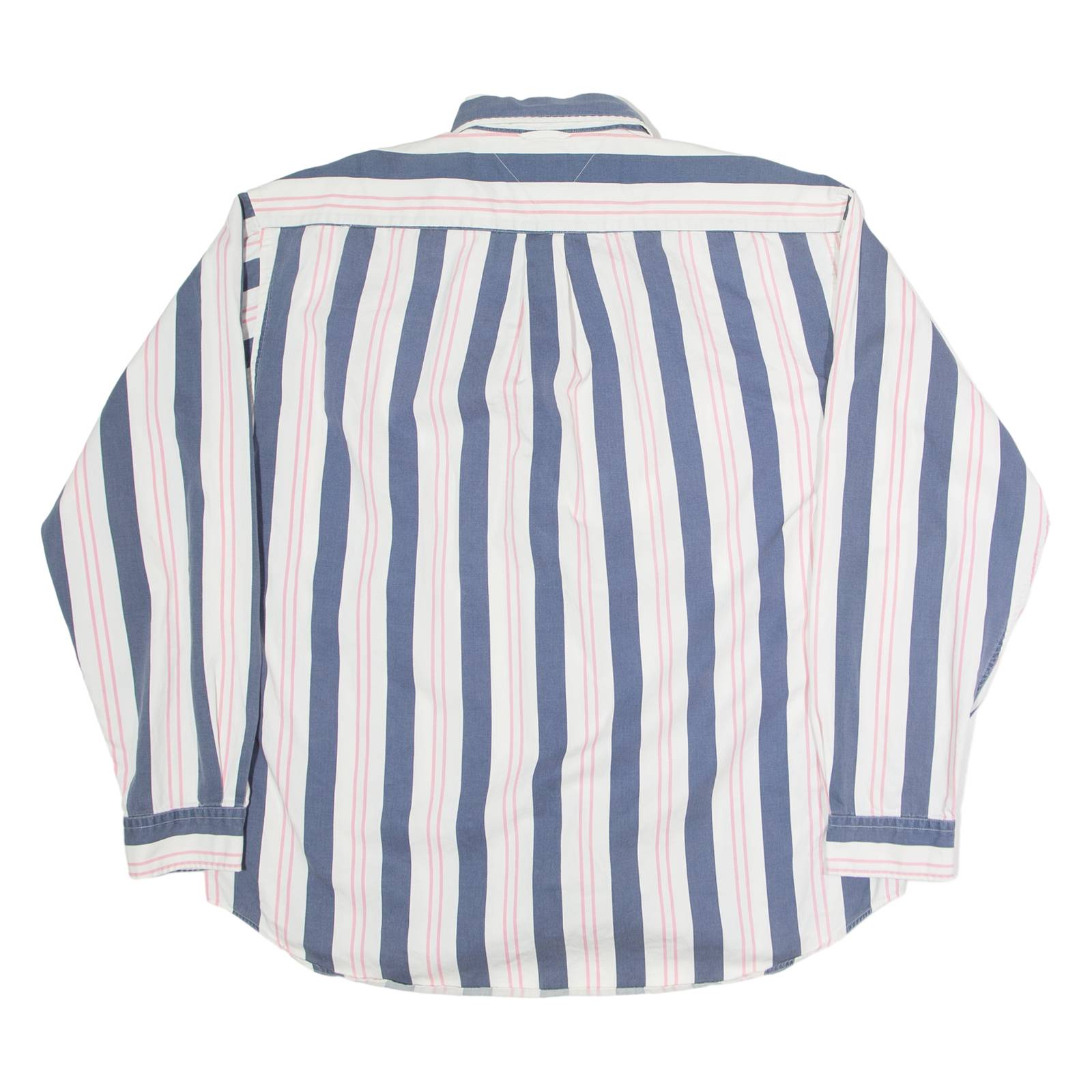 TOMMY HILFIGER Mens Shirt White Striped Long Sleeve L
