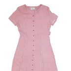 DARIAN Womens Red & White Check Day Cotton Blend Dress M Button Front Retro