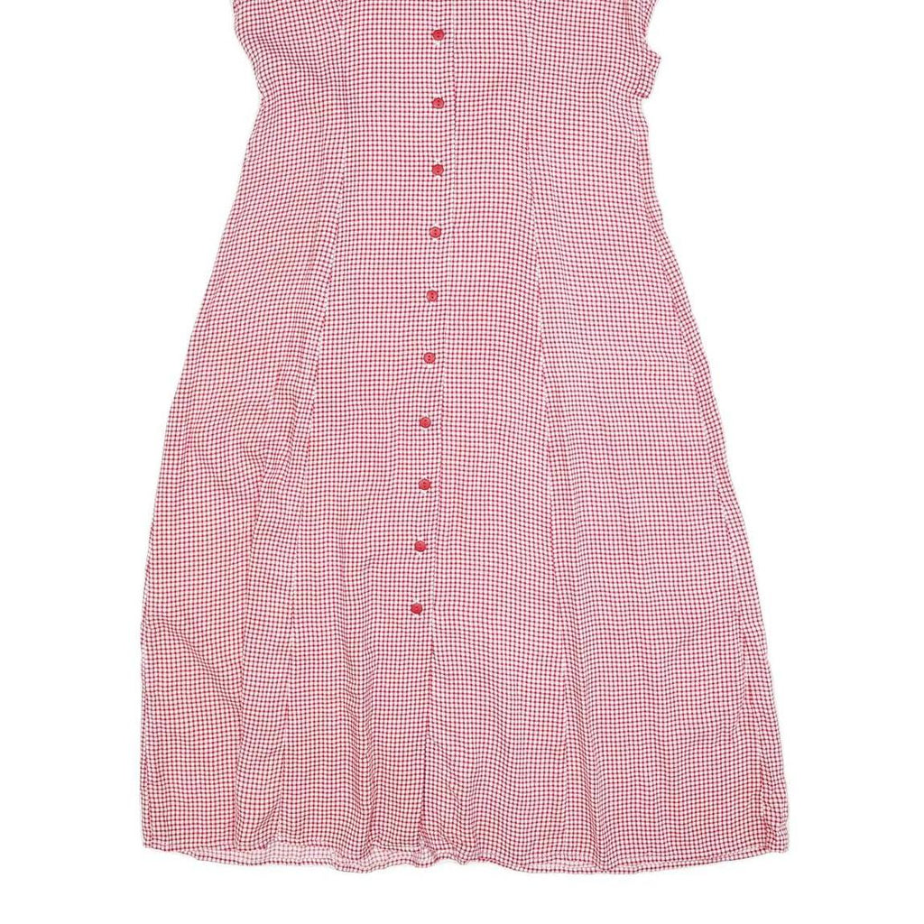 DARIAN Womens Red & White Check Day Cotton Blend Dress M Button Front Retro