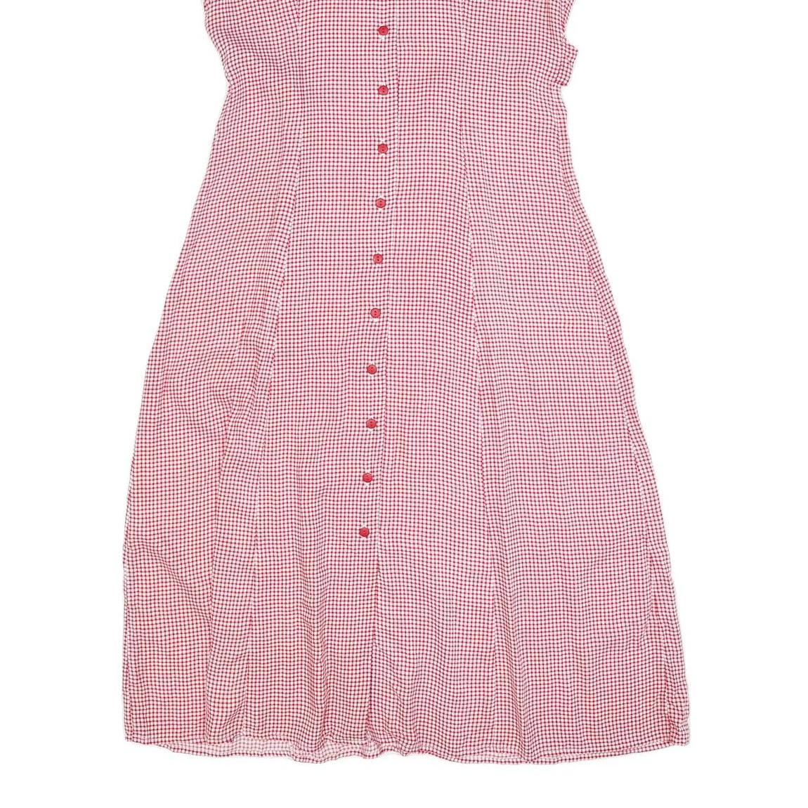 DARIAN Womens Red & White Check Day Cotton Blend Dress M Button Front Retro