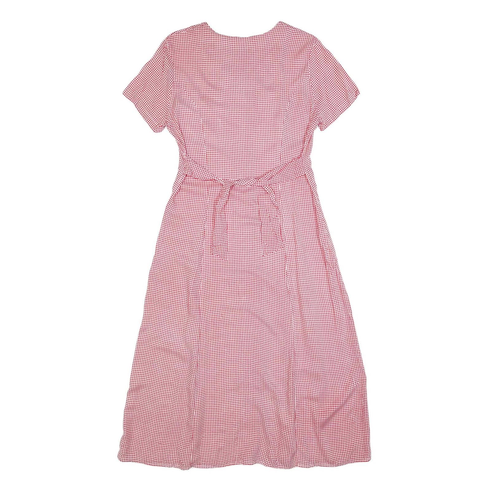 DARIAN Womens Red & White Check Day Cotton Blend Dress M Button Front Retro