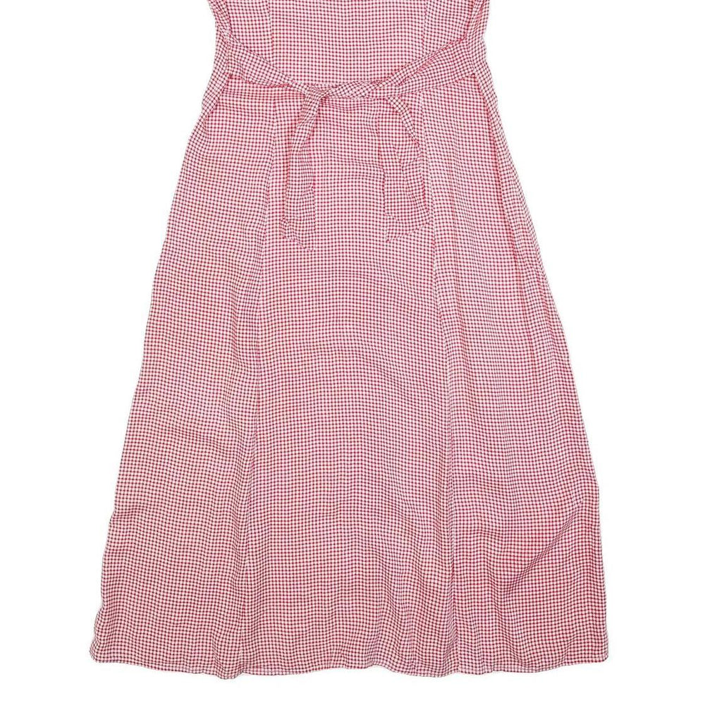 DARIAN Womens Red & White Check Day Cotton Blend Dress M Button Front Retro