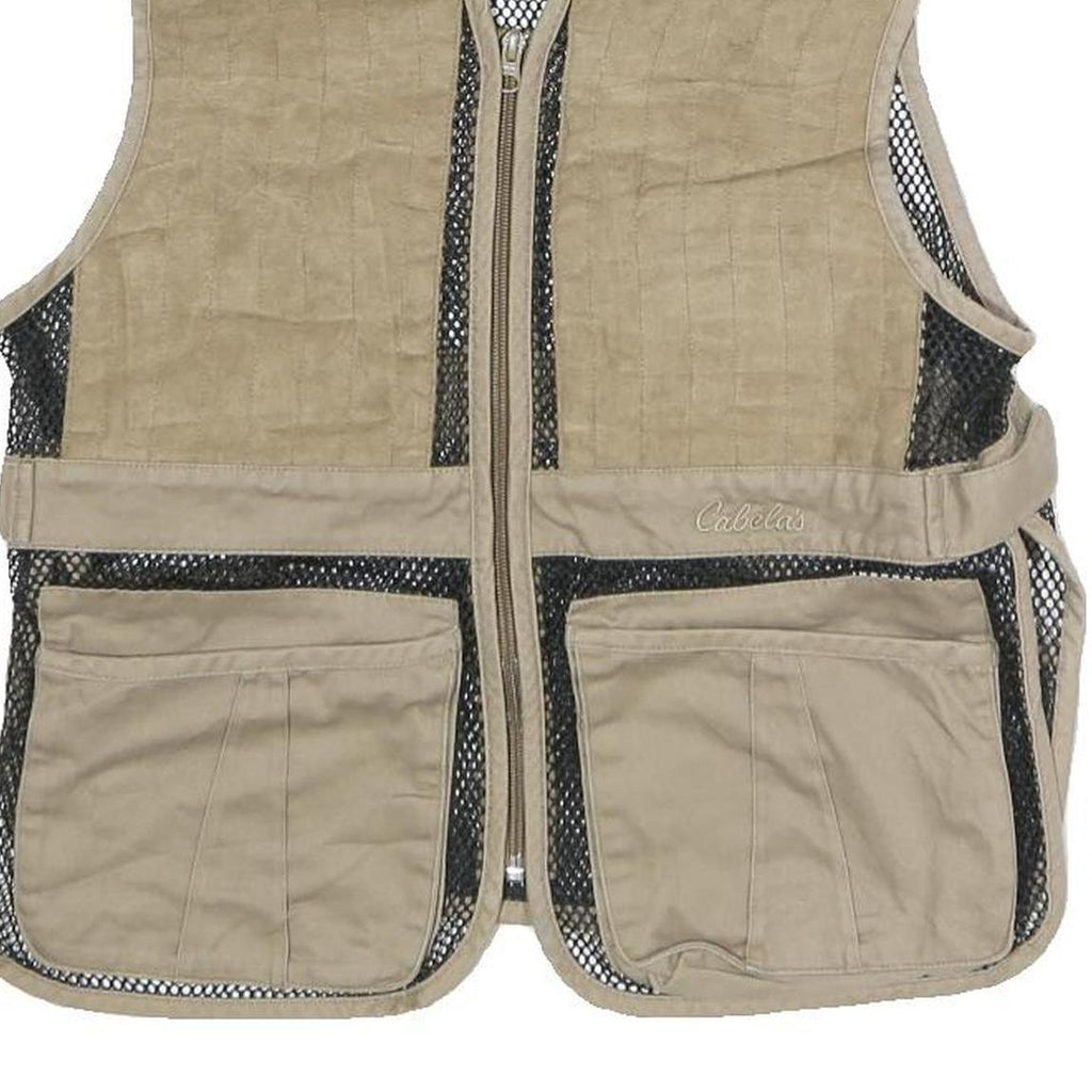 CABELA'S Womens Beige Cotton Blend Jacket L Mesh Utility Zip Vest Outdoor