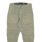 G-STAR Mens Cotton Blend Khaki Relaxed Tapered Trousers W31 L27 Casual Zip