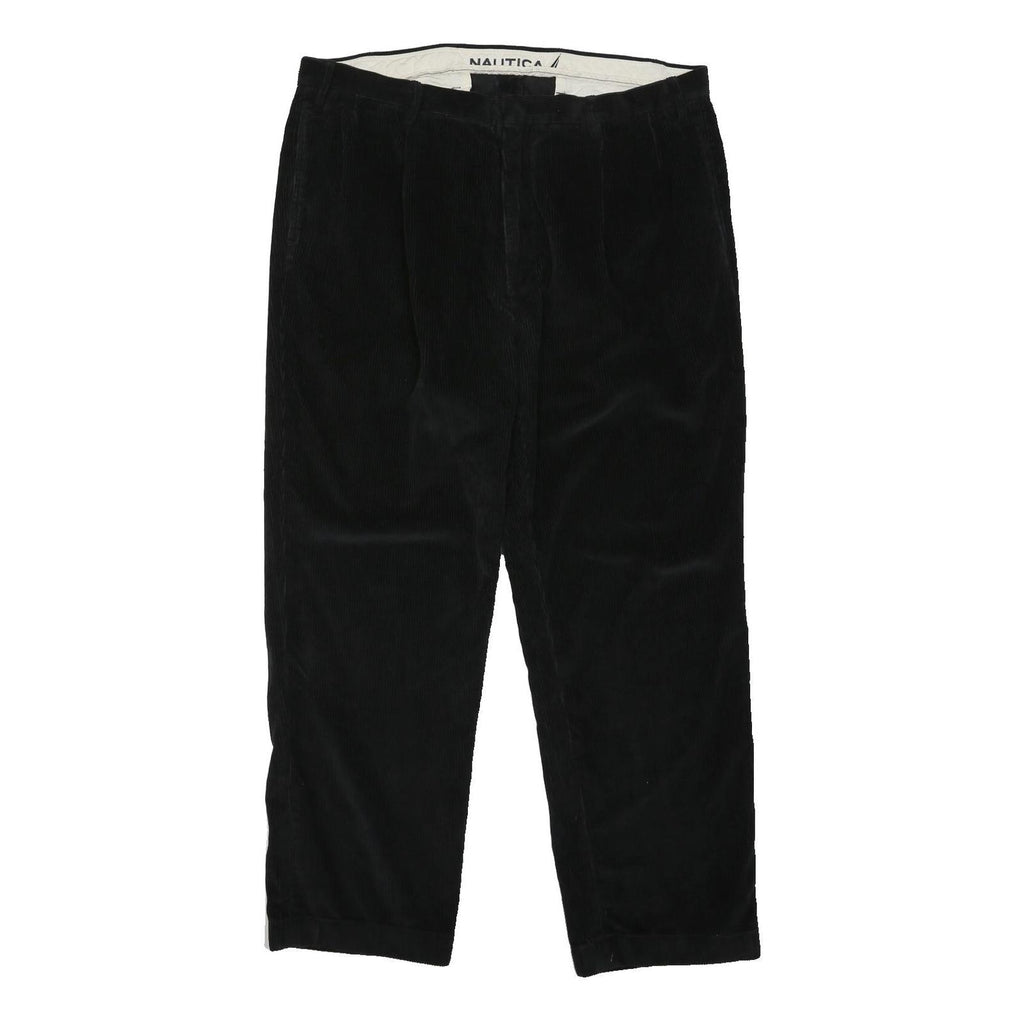 NAUTICA Mens Cotton Blend Black Classic Straight Trousers W38 L30 Casual Smart