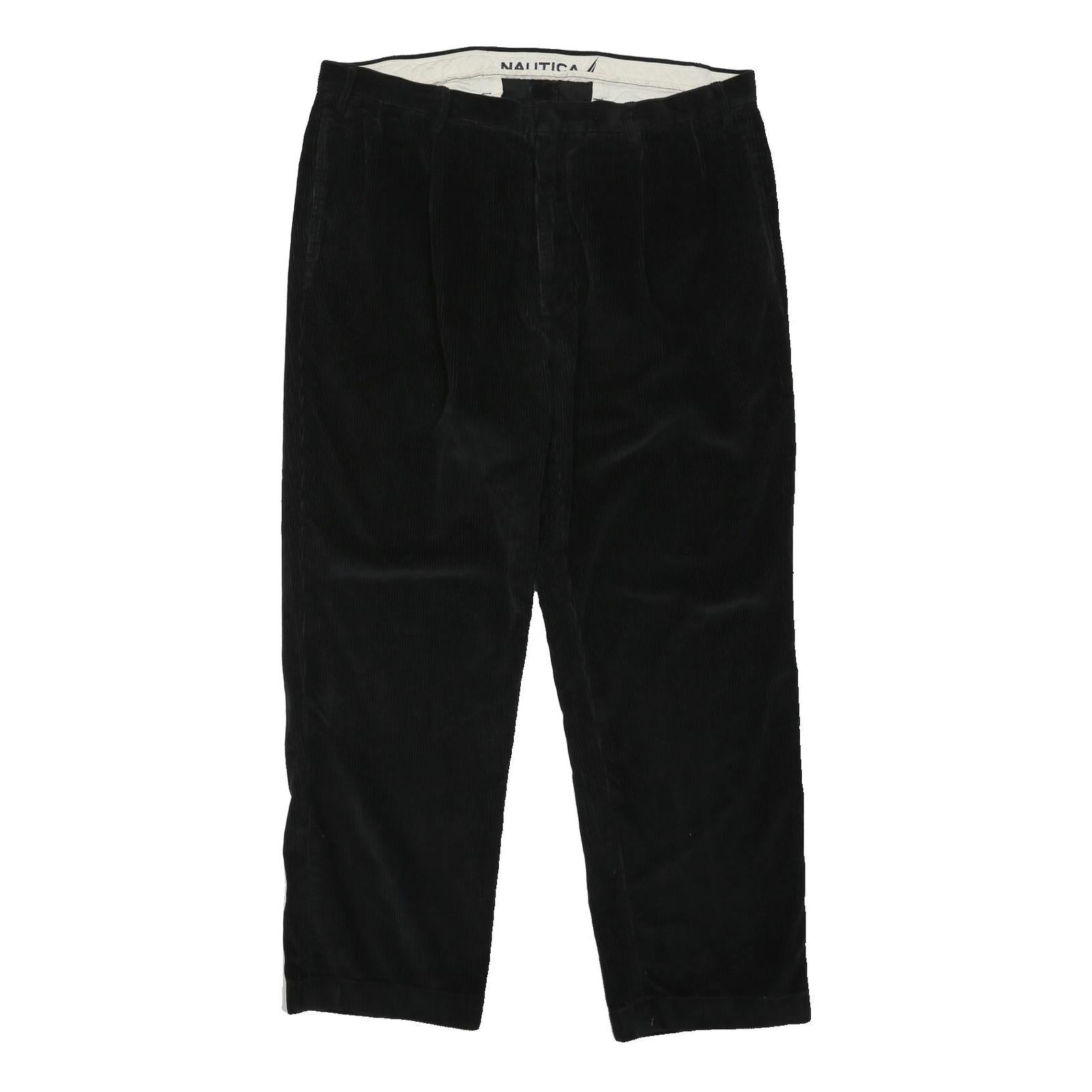 NAUTICA Mens Cotton Blend Black Classic Straight Trousers W38 L30 Casual Smart