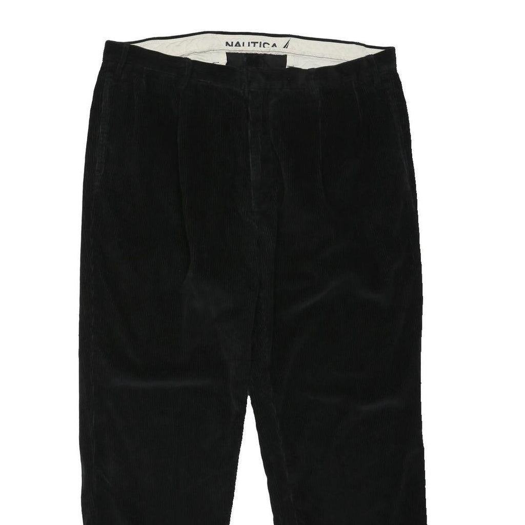 NAUTICA Mens Cotton Blend Black Classic Straight Trousers W38 L30 Casual Smart