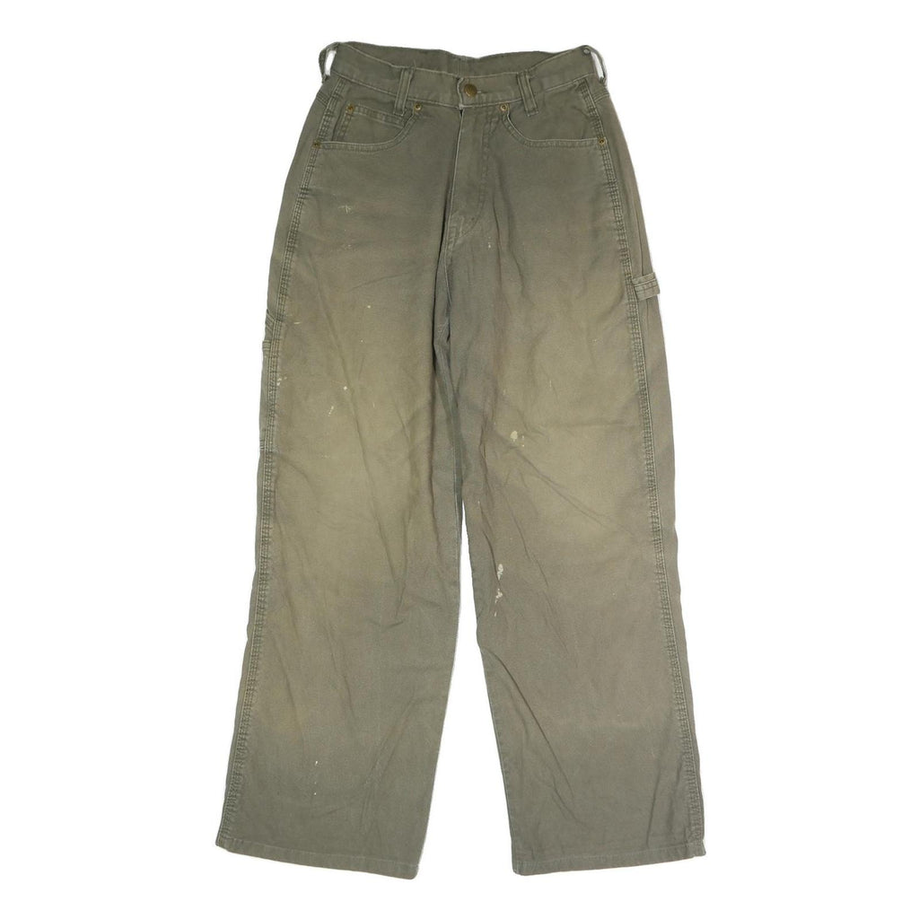 DICKIES Mens Regular Fit Button Closure Green Cotton Blend Workwear Trousers W27