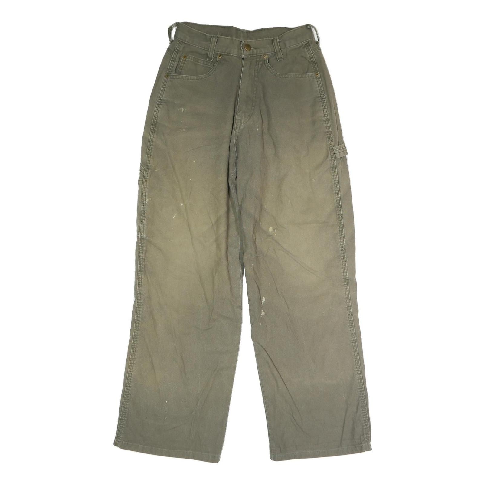 DICKIES Mens Regular Fit Button Closure Green Cotton Blend Workwear Trousers W27