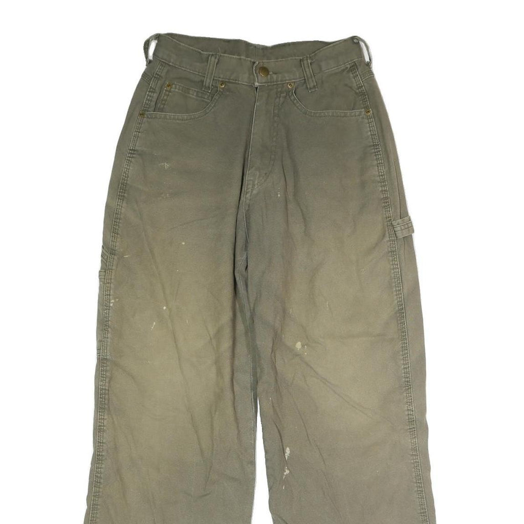 DICKIES Mens Regular Fit Button Closure Green Cotton Blend Workwear Trousers W27