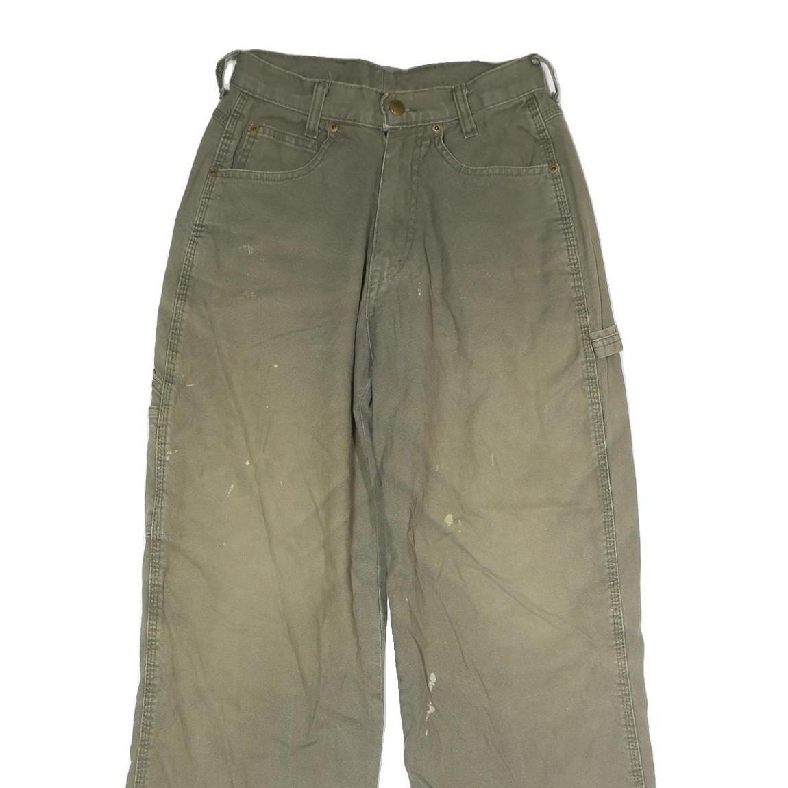 DICKIES Mens Regular Fit Button Closure Green Cotton Blend Workwear Trousers W27