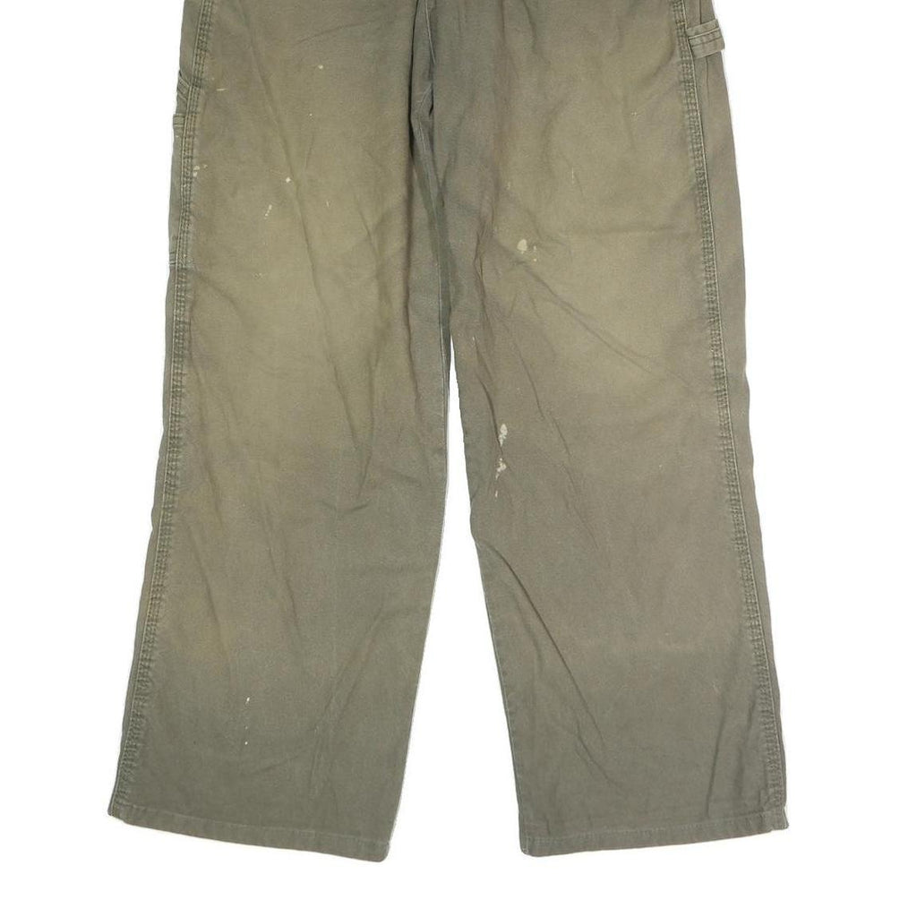 DICKIES Mens Regular Fit Button Closure Green Cotton Blend Workwear Trousers W27