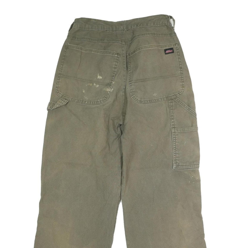 DICKIES Mens Regular Fit Button Closure Green Cotton Blend Workwear Trousers W27