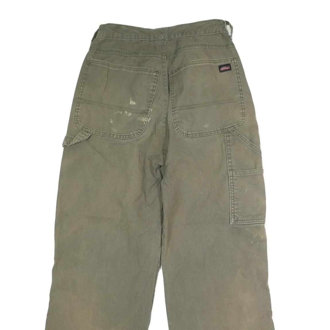 DICKIES Mens Regular Fit Button Closure Green Cotton Blend Workwear Trousers W27