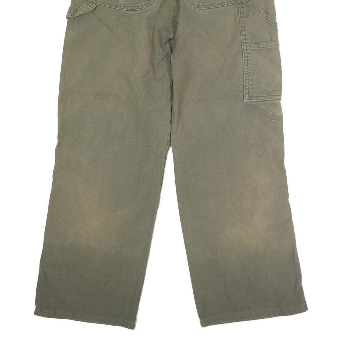 DICKIES Mens Regular Fit Button Closure Green Cotton Blend Workwear Trousers W27