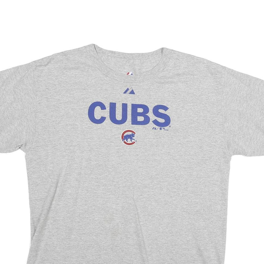 MAJESTIC Mens Grey Cubs Graphic T-Shirt XL Short Sleeve Crew Neck Casual Cotton