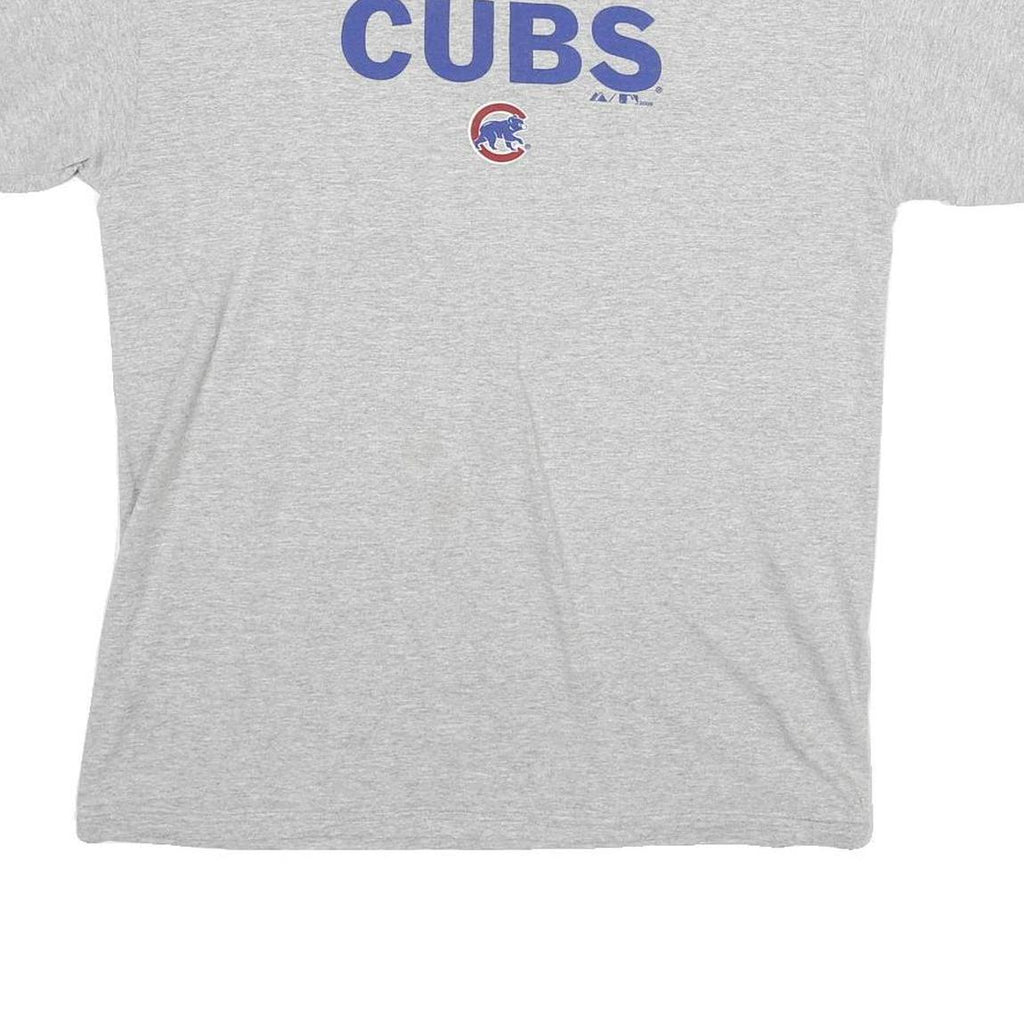 MAJESTIC Mens Grey Cubs Graphic T-Shirt XL Short Sleeve Crew Neck Casual Cotton