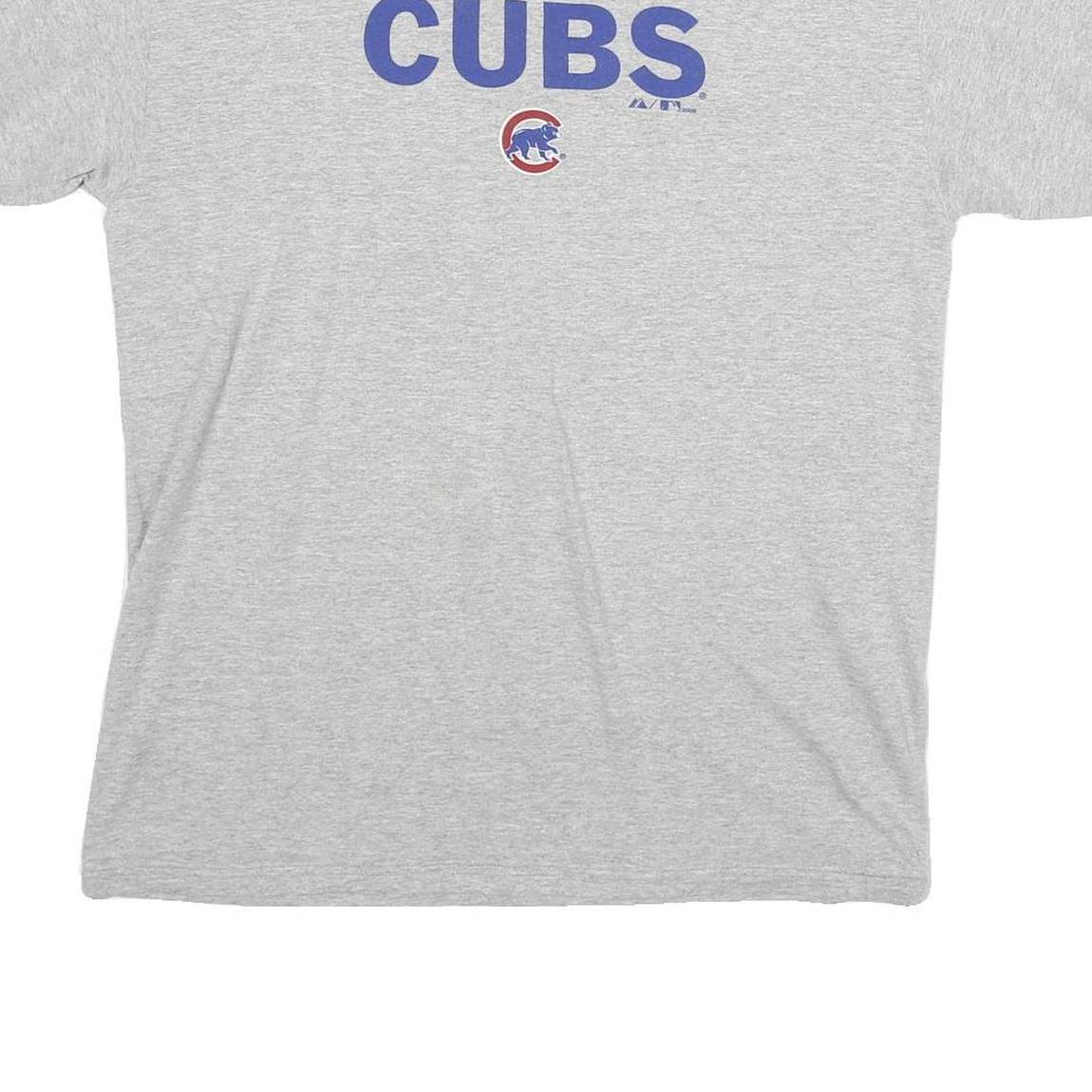 MAJESTIC Mens Grey Cubs Graphic T-Shirt XL Short Sleeve Crew Neck Casual Cotton