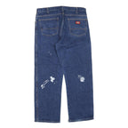 DICKIES Mens Regular Fit Blue Denim Jeans W36 L30 Cotton Blend Zip Pocket