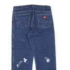 DICKIES Mens Regular Fit Blue Denim Jeans W36 L30 Cotton Blend Zip Pocket