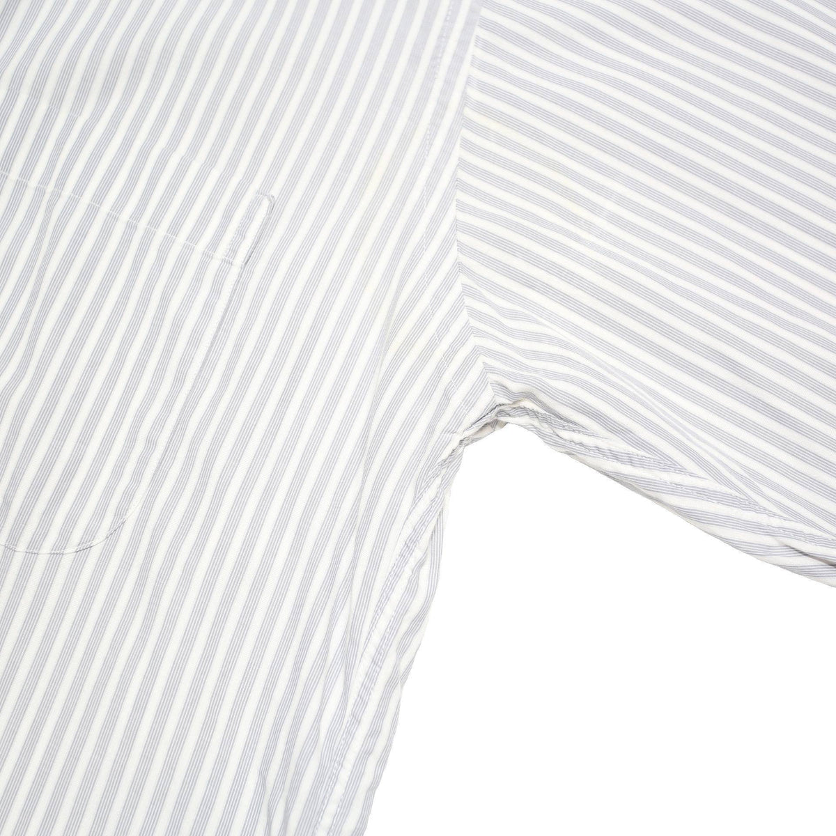 BURBERRY Mens White & Grey Striped Shirt L Cotton Blend Classic Fit Button-Down