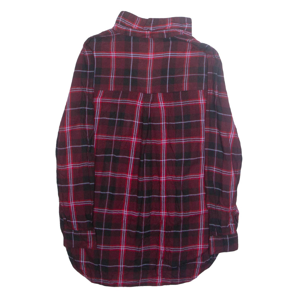 NUTMEG Womens Printed Blouse Red V-Neck Long Sleeve Plaid S