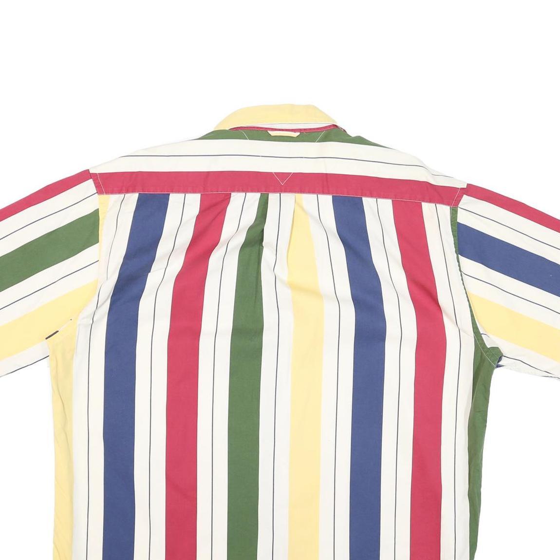 TOMMY HILFIGER Mens Multi Colour Vertical Stripe Cotton Blend Shirt XL Summer