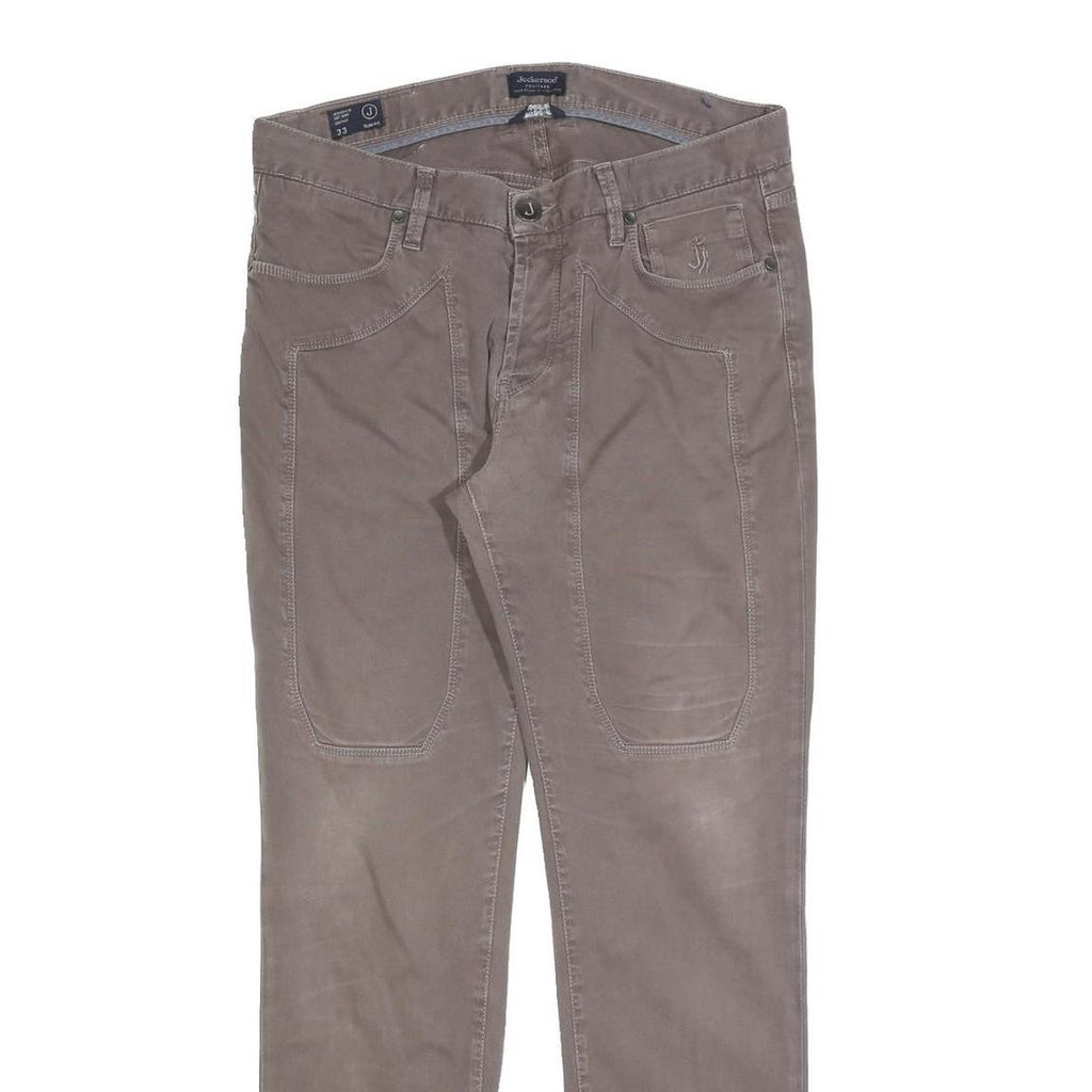 JECKERSON Womens Cotton Blend Slim Beige Trousers W33 L30 Stylish Casual Zip