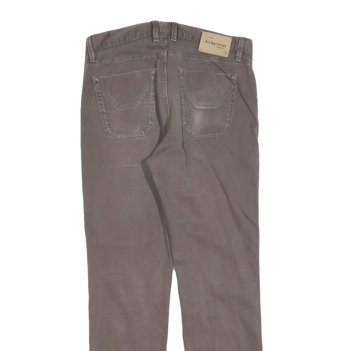 JECKERSON Womens Cotton Blend Slim Beige Trousers W33 L30 Stylish Casual Zip