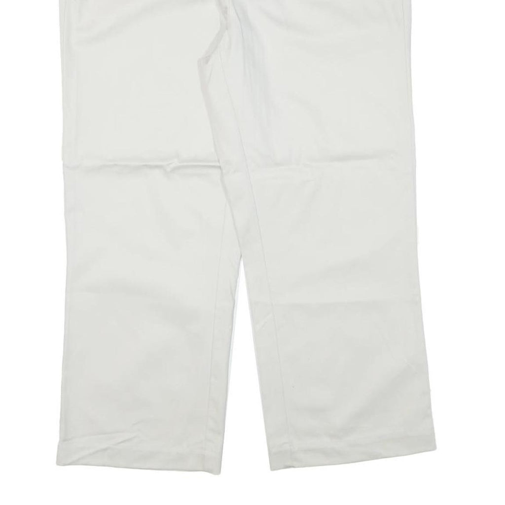 TOMMY HILFIGER Womens Cotton Blend White Relaxed Straight Trousers W33 L25