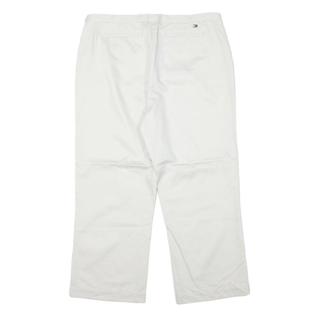 TOMMY HILFIGER Womens Cotton Blend White Relaxed Straight Trousers W33 L25