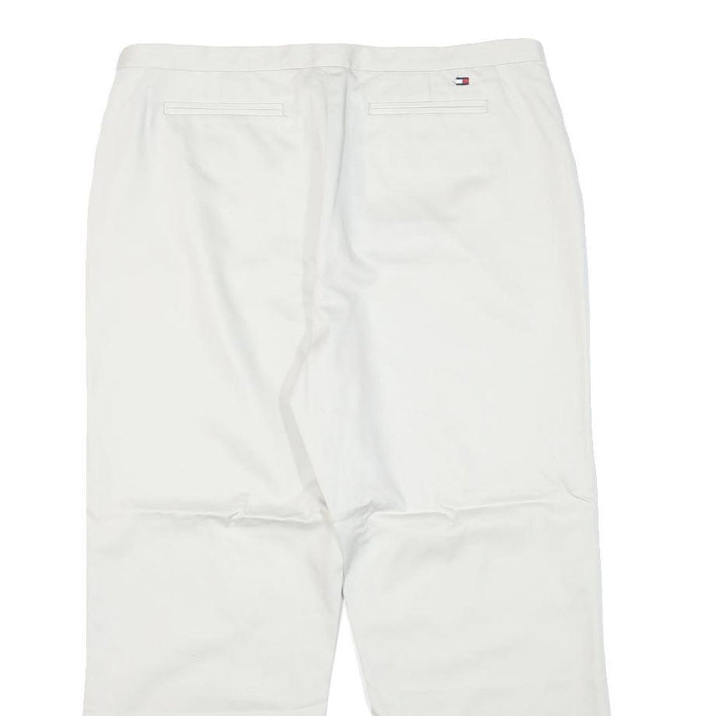 TOMMY HILFIGER Womens Cotton Blend White Relaxed Straight Trousers W33 L25
