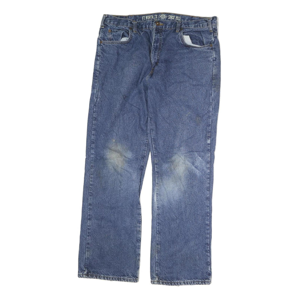 DICKIES Mens Blue Regular Fit Straight Denim Jeans W36 L30 Classic Zip Closure