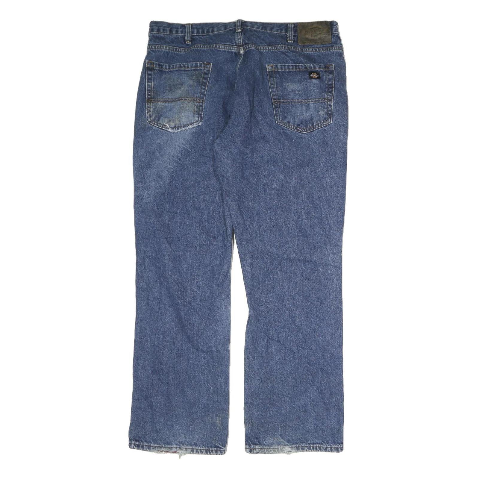 DICKIES Mens Blue Regular Fit Straight Denim Jeans W36 L30 Classic Zip Closure