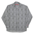 SIGNUM Mens Grey Printed Cotton Blend Shirt S Casual Button Up